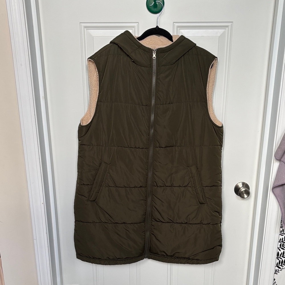 Olive Green Hooded Women's Vest